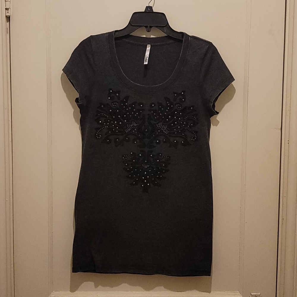 Grey Rhinestones Top